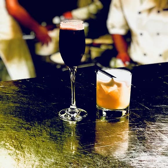 Cocktails served at Tony's bar