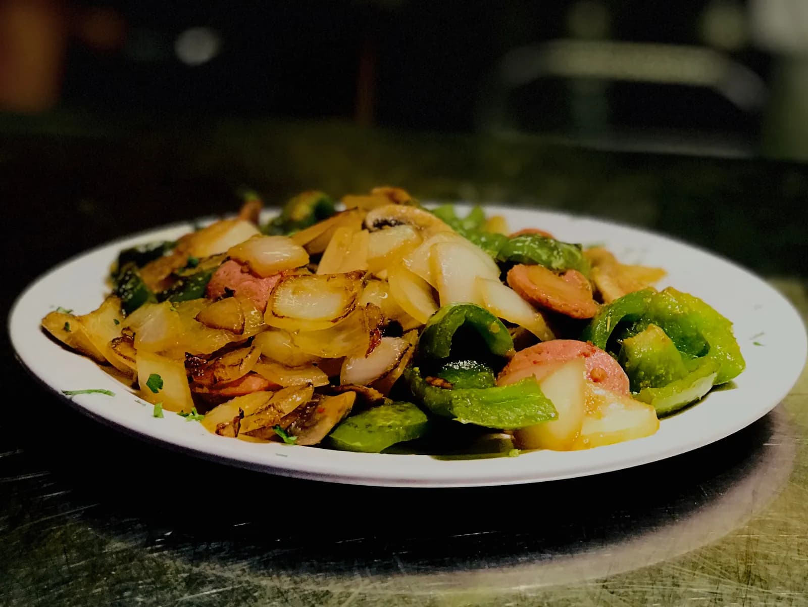 The Southern Italian Dish, sausage, green peppers, mushrooms and onions